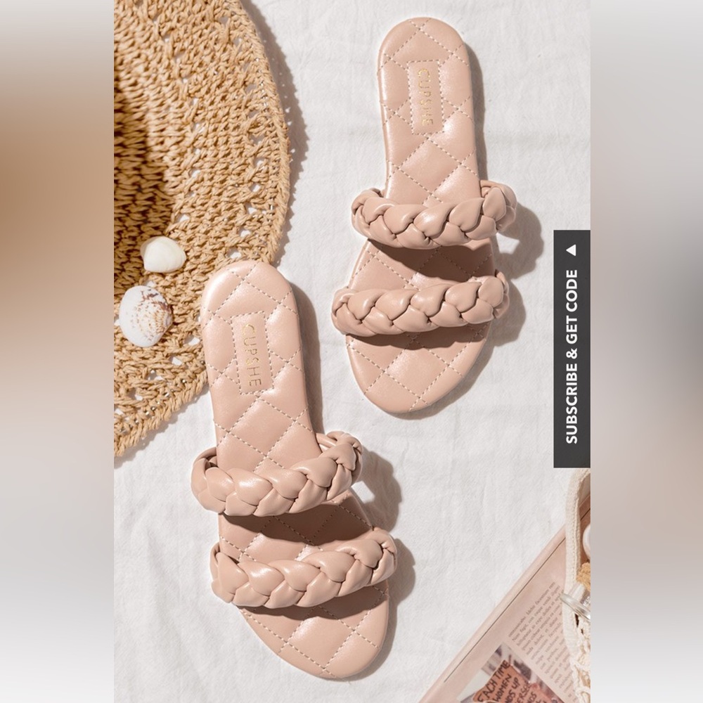 Chai Double Braid Strap Slide Sandals CupShe